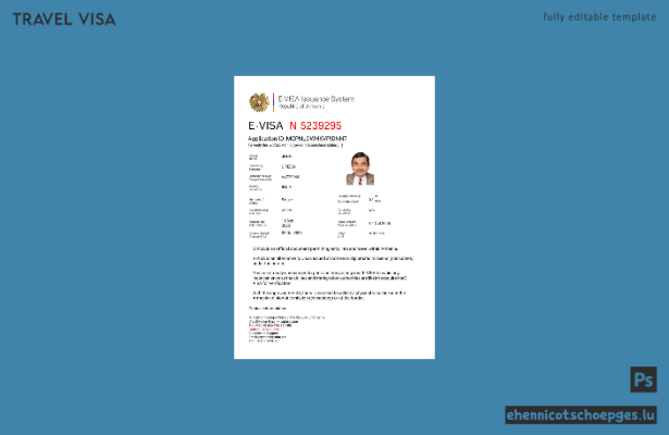 Armenisches E-Visum in Word- und PDF-Formaten – Beispielvorschau